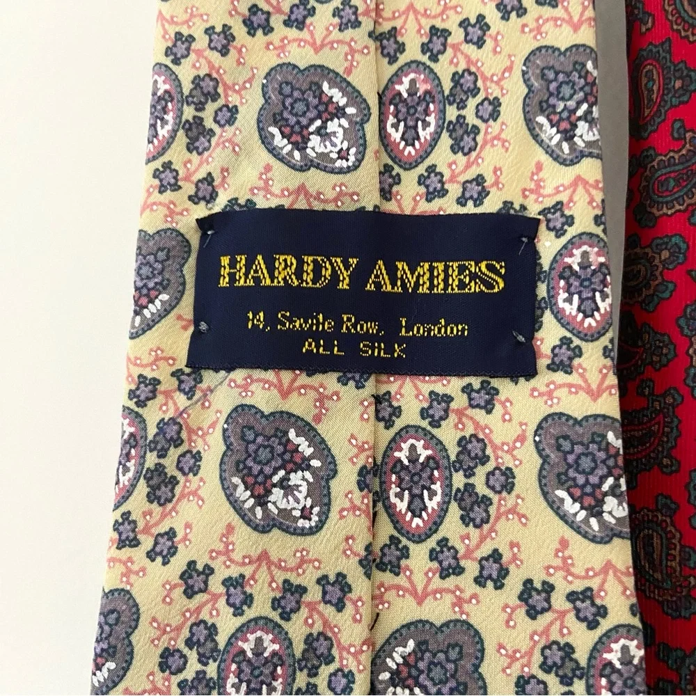Lot of 4 Luxury Designer All Silk Ties Hardy Amies Christian Dior Paisley Formal